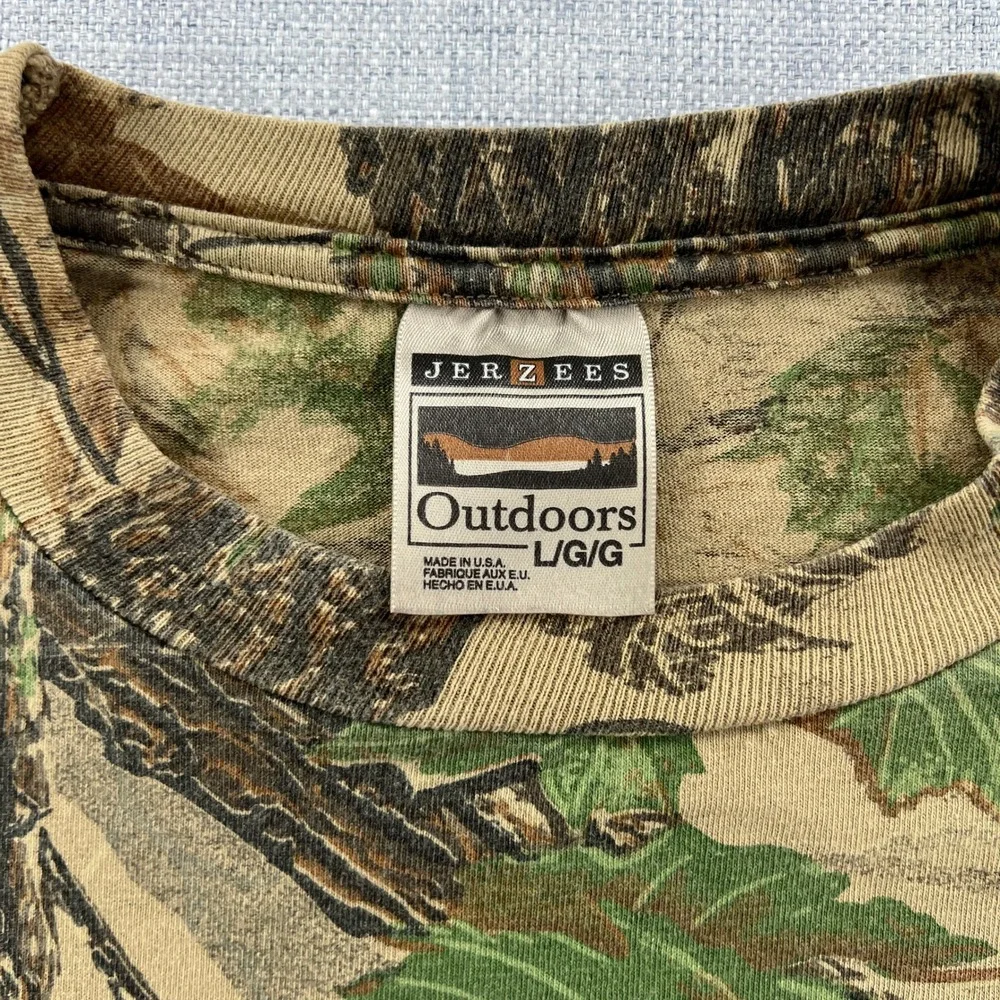 VTG 90s Jerzees Outdoors Real Tree Camo Long Sleeve T Shirt Men Large USA Made